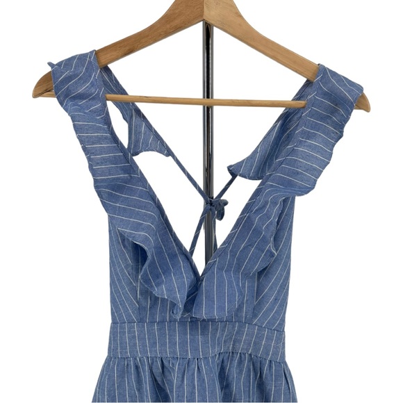 Superdown Livia Blue White Striped Ruffle Mini Dress Strappy Back size M NWT - Picture 4 of 12